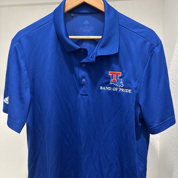 Louisiana Tech Bulldogs Adidas Blue Polo Button Mens L "Band of Pride" - Picture 1 of 7